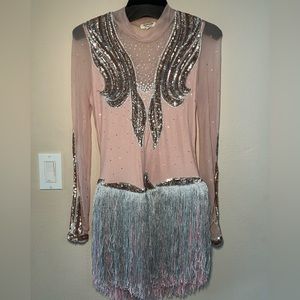 Hand Made Dance Costume, Swarovski Crystals and Layered Fringe